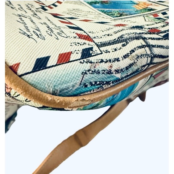 Kim Rogers Postcard Stamp Print Satchel Bag Medium Size Butterfly Purse Handbag - Picture 6 of 10